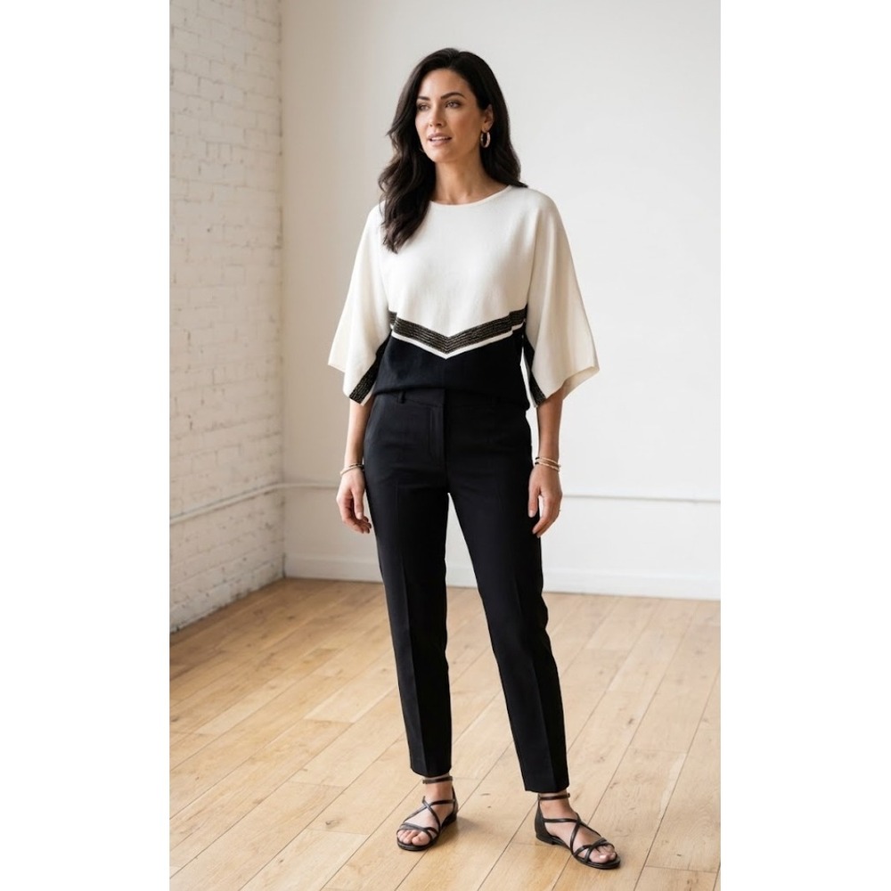 Pietro Brunelli Wool Blend Colorblock Knit Maternity Top Womens Black White